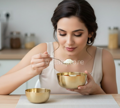 शुद्ध कांस्य से बना कंसा सर्विंग बाउल - हस्तनिर्मित बड़ा फल और सलाद बाउल
