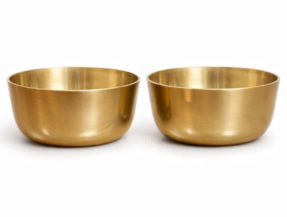 शुद्ध कांस्य से बना कंसा सर्विंग बाउल - हस्तनिर्मित बड़ा फल और सलाद बाउल