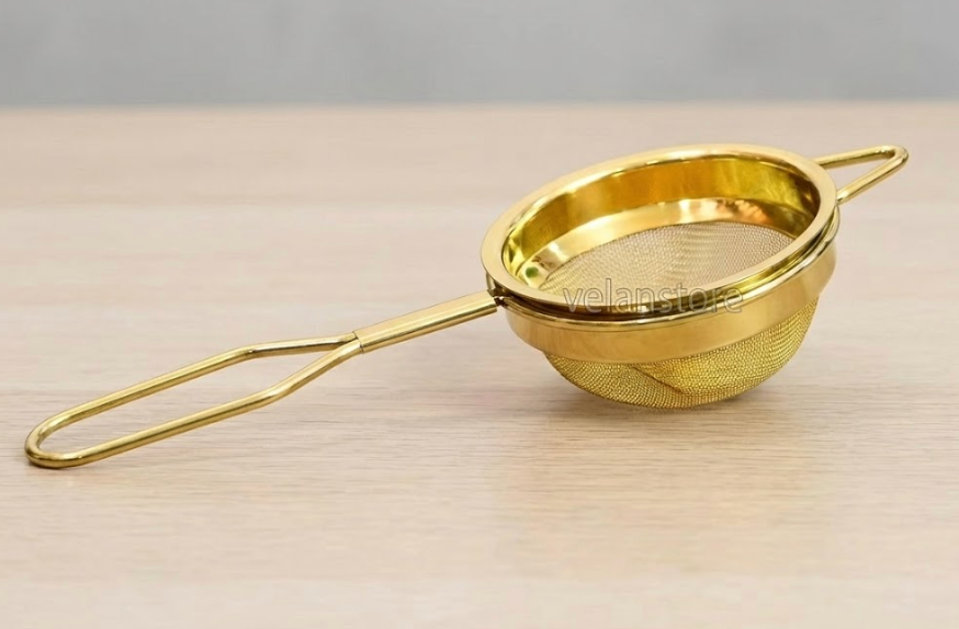 Pure Brass Tea Strainer – Traditional Handmade Tea Filter-1