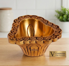 Brass engraved diya small size-2
