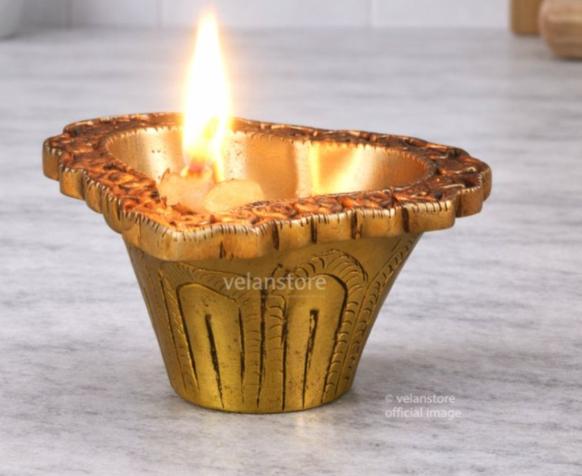 Brass engraved diya small size set of 5