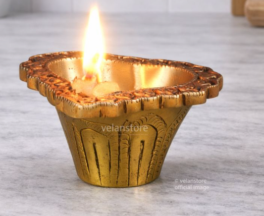 Brass engraved diya small size