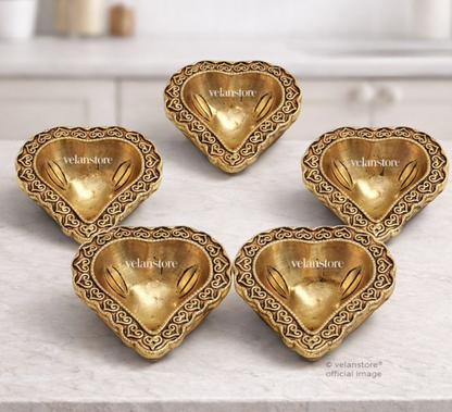 Brass engraved diya small size set of 5