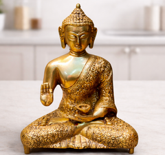 Abhaya Mudra Brass Statue - 9 Inches-1