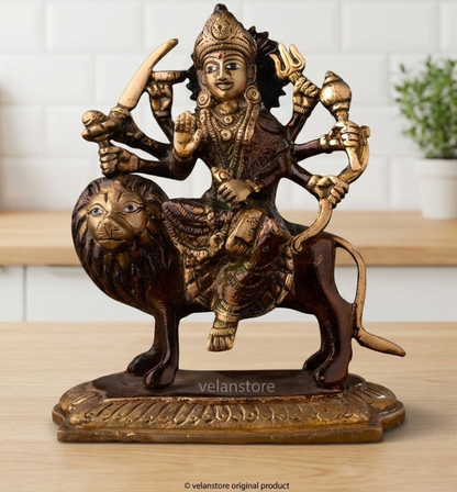 Durga Ma Goddess Brass Idol Statue Figurine Figure for Home Temple Workplace