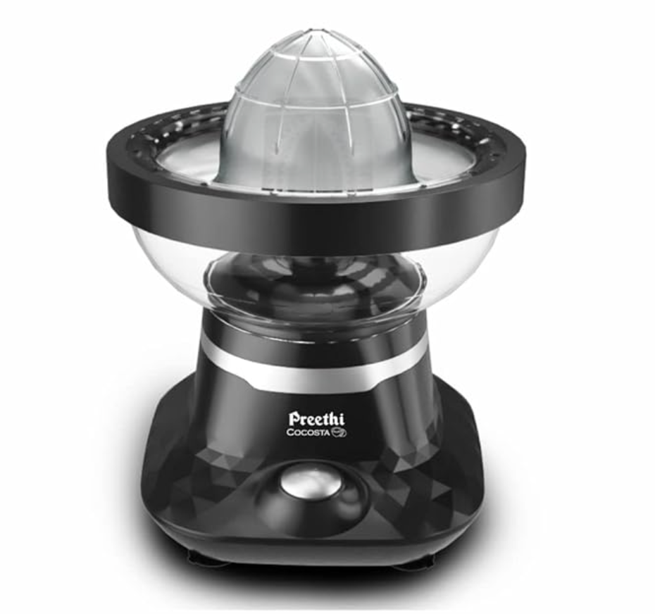 प्रीति कोकोस्टा KP001 नारियल स्क्रैपर और सिट्रस जूसर, 100% सुरक्षित डुअल प्रोटेक्शन स्क्रैपर, सेफ्टी स्विच और सिलिकॉन कैप के साथ, स्पिलेज फ्री कलेक्शन बाउल, 100 वॉट, 2 साल की गारंटी, आजीवन मुफ्त सेवा 