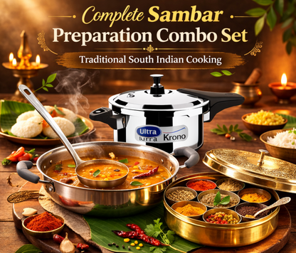 Complete Sambar Preparation Combo Set - Traditional South Indian Cooking