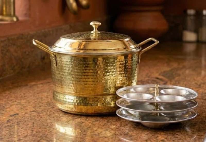 Complete Idli-Dosa Breakfast Combo Brass Set - Traditional South Indian Breakfast Essentials-6