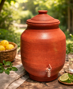 Clay Water Tank With Tap | Terracotta-1