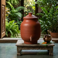 Clay Water Tank With Tap | Terracotta-2