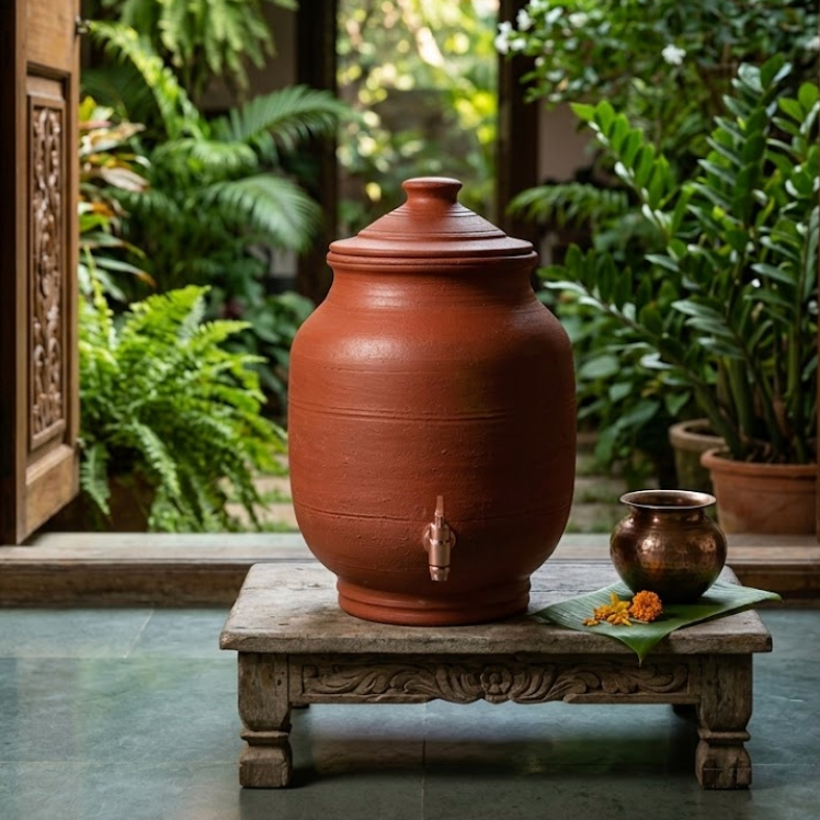 Clay Water Tank With Tap | Terracotta-2