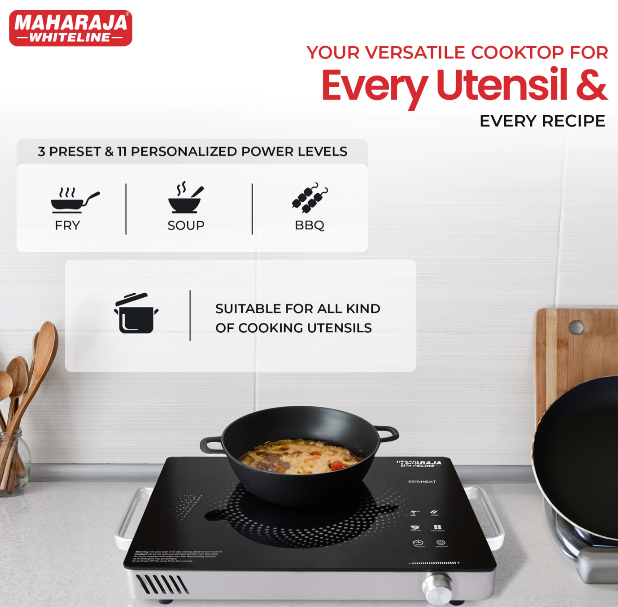 MAHARAJA WHITELINE 2200 W Infrared Cooktop Touch Panel-3