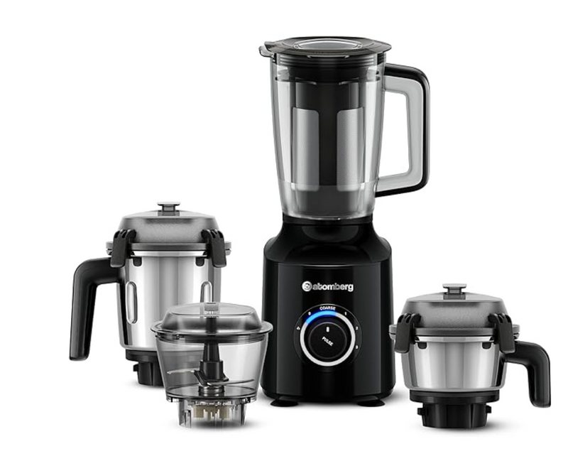 Atomberg Zenova Fresh Juicer Mixer Grinder | Coarse Mode for Silbatta-like Texture | Intelligent BLDC Motor | Safety Features | 4 Jars including Chopper & Juicer Jar | Hands-Free Operation | Black-1