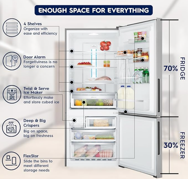 Electrolux UltimateTaste 500 425 Litres 1 Star Frost Free Double Door Bottom Mount Refrigerator with Door Alarm (EBE4502C-S, Stainless Steel)-2