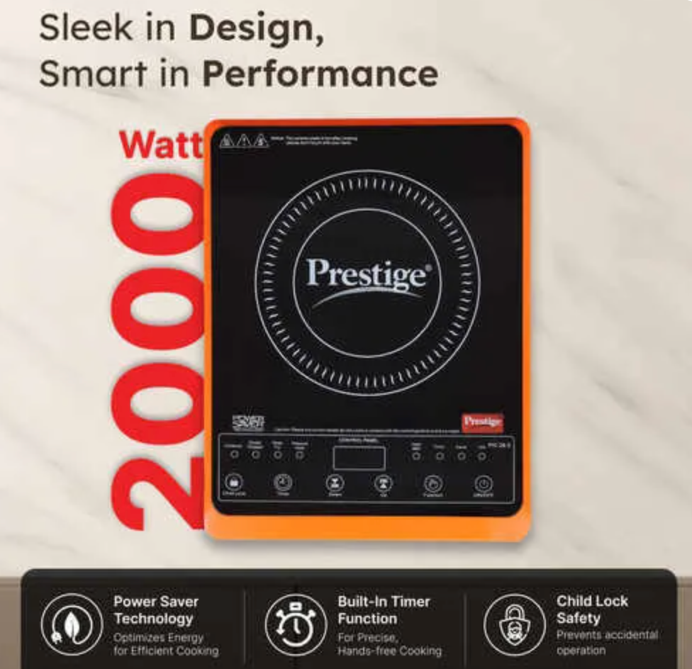 Prestige PIC 29.0 Induction Cooktop 2000 W with Pre-set Indian Menu Options (Orange)-3