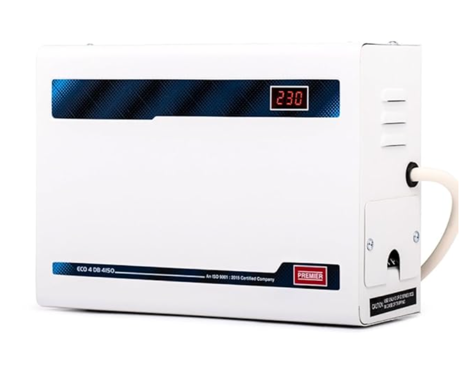 Premier ECO 4 DB 4150 Air Conditioner Stabilizer - Up to 1.5 Ton | Double Boost Technology | Working Range: 150V-280V | 12 Ampere | Digital Display | Compact Design