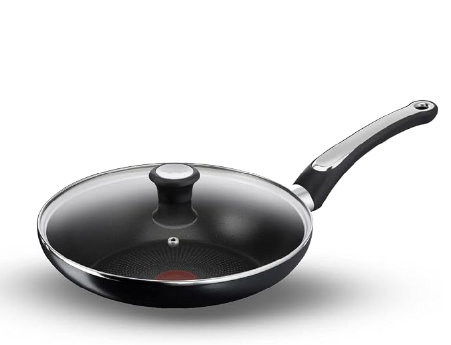 Tefal Cook & Savour Non-Stick Fry Pan with Glass Lid, Smart Thermo Signal Temperature Indicator Technology - (Black) (24 Cm)-1