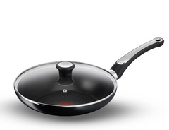 Tefal Cook & Savour Non-Stick Fry Pan with Glass Lid, Smart Thermo Signal Temperature Indicator Technology - (Black) (24 Cm)-1