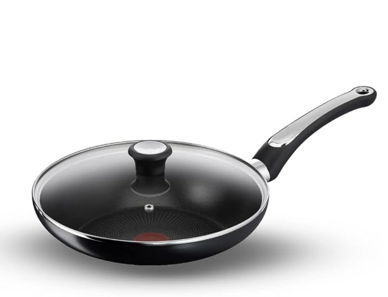 Tefal Cook & Savour Non-Stick Fry Pan with Glass Lid, Smart Thermo Signal Temperature Indicator Technology - (Black) (24 Cm)-1