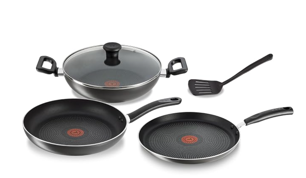 Tefal Delicia Cookware Set | Titanium Non-Stick Coating | Fast & Optimum Heat Distribution | Thermo Signal Technology | 100% PFOA Safe | Metal Spatula Friendly