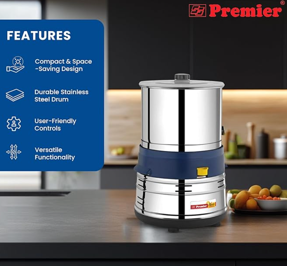 Premier Wonder Wet Grinder Pg 503 1.5 LTR 230v | Compact and Efficient, Ideal for Small Batches, 230v Motor, Durable Stainless Steel Drum, Sleek Design, Easy to Use and Clean-4