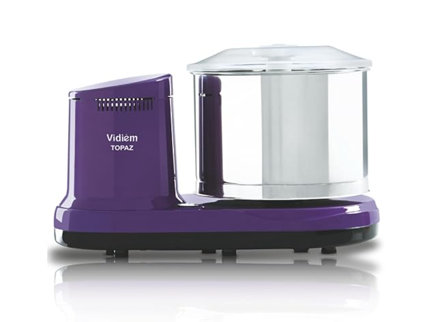 Vidiem Topaz 150W Wet Grinder for Idli Dosa Batter | 2L Stainless Steel Drum, Extra Wide Stone Rollers, High Torque Motor | ISI Certified | ABS Body | 5-Yr Motor Warranty | Lavender