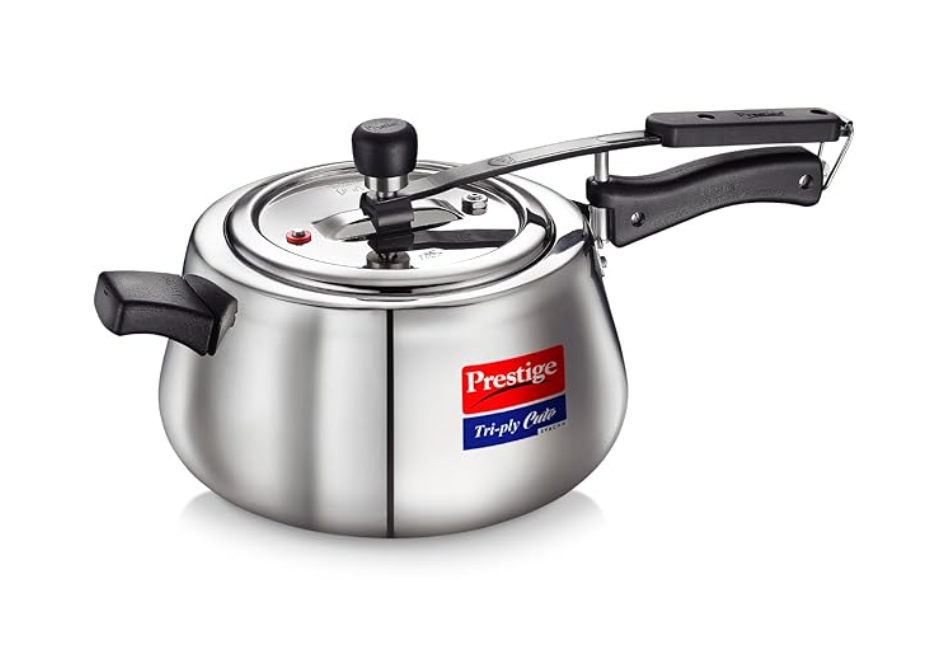 Prestige Triply Cute Svachh Pressure Cooker | Tri-Ply Body | Svachh Deep Lid for Spillage Control | Gas & Induction Compatible