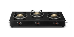 Prestige Iris 3 Burner Gas Stove | Toughened Glass Top | Tri-Pin Brass Burners | Ergonomic Knob | Black | 2Y Warranty | ISI Certified-1