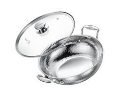 Prestige Tri-Ply Hammered Stainless Steel Kadai with Glass Lid | Gas & Induction Compatible | 10 Year Warranty-1