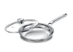 Prestige Tri-Ply Hammered Stainless Steel Fry Pan with Glass Lid | Gas & Induction Compatible | 10 Year Warranty-1