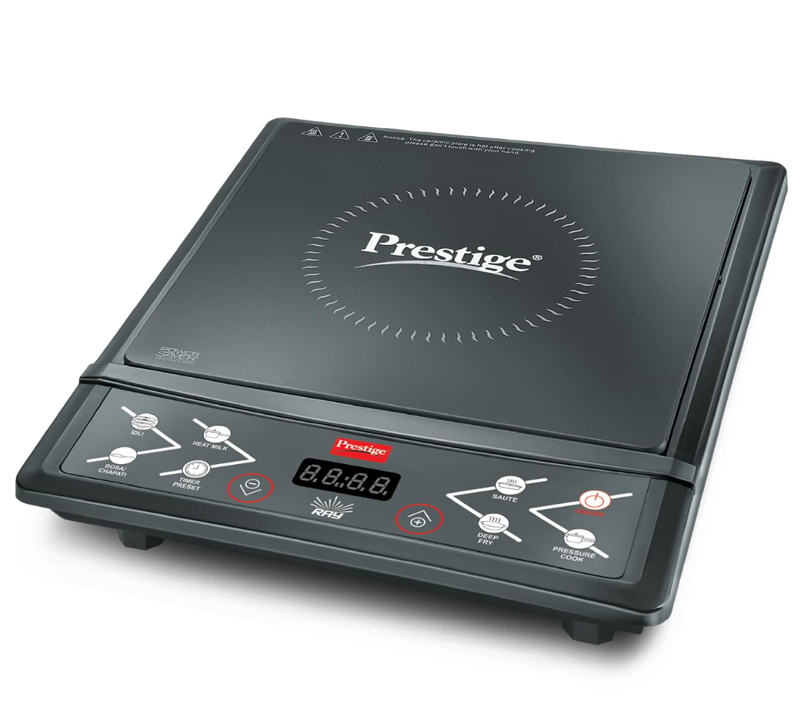 Prestige Ray Induction 1350W Cooktop | Automatic Voltage Regulator | Push Button Controls
