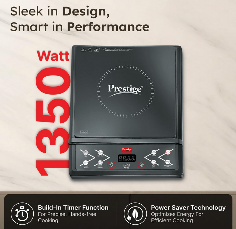 Prestige Ray Induction 1350W Cooktop | Automatic Voltage Regulator | Push Button Controls-2