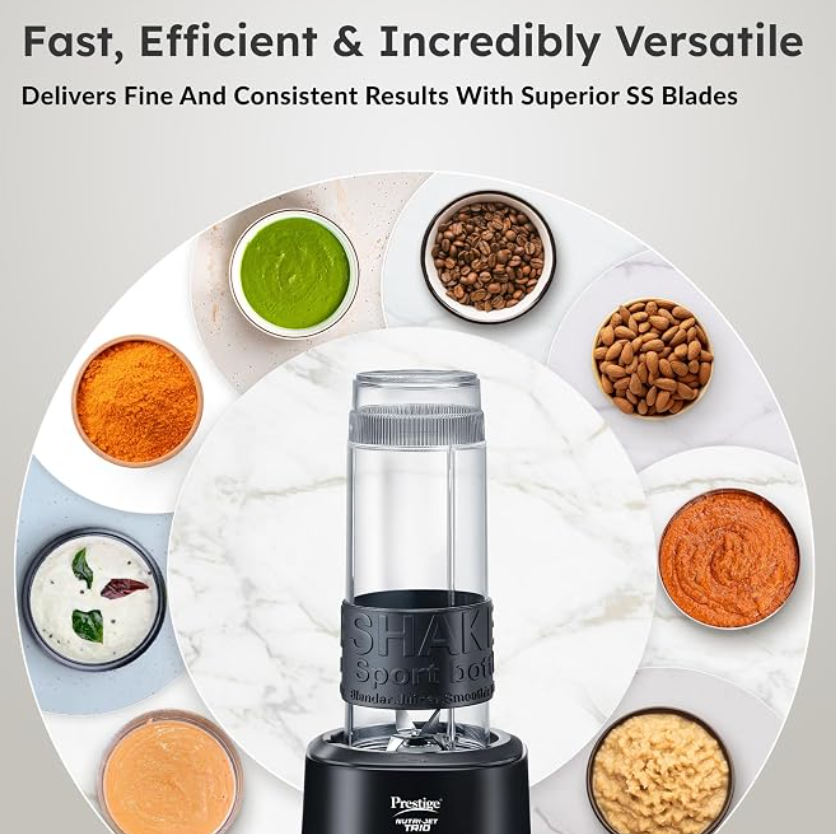 Prestige Nutri-Jet Trio 450W Mixer Grinder with 3 Transparent Jars-3