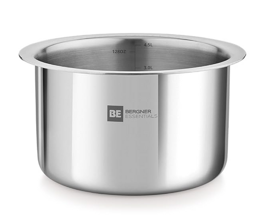 Bergner BE Bergner Essentials Tri-Ply Stainless Steel Tope/Patila/Topia, Even Heat Distribution, Consumes Less Oil, Easy to Clean, Induction & Gas Friendly, 5-Year Warranty