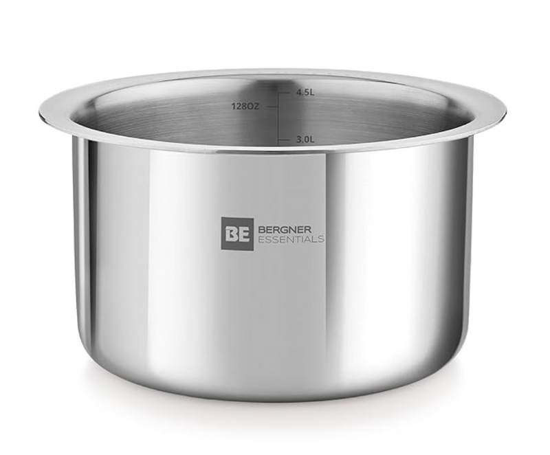 Bergner BE Bergner Essentials Tri-Ply Stainless Steel Tope/Patila/Topia, Even Heat Distribution, Consumes Less Oil, Easy to Clean, Induction & Gas Friendly, 5-Year Warranty-1