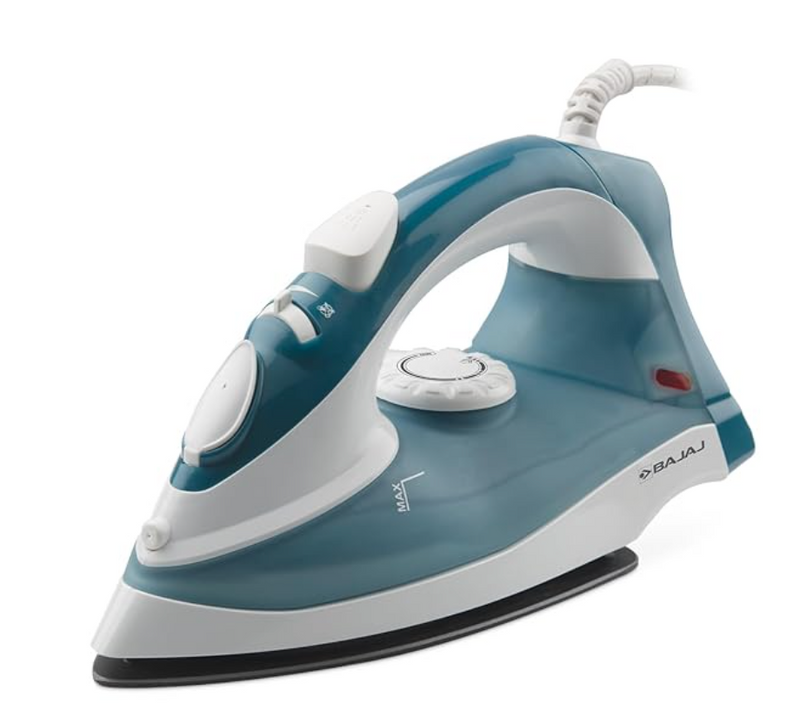 Bajaj MX 3 Neo Steam Iron | 1250 Watts Power For Faster Ironing | Vertical & Horizontal Ironing | Spray Function | Anti-Bacterial & Non-Stick Soleplate Coating | 2-Yr Warranty By Bajaj 【Blue】-1