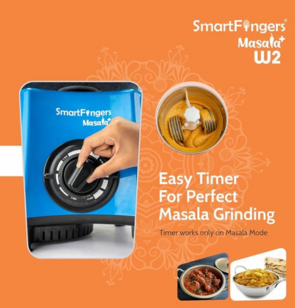 स्मार्ट फिंगर्स मसाला + 'W2' टेबल टॉप मसाला वेट ग्राइंडर, 110V 60hz, 2 लीटर, नीला 
