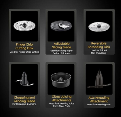 Prestige Endura Pro 1000W Multi Functional Mixer Grinder With Ball Bearing Technology|6 Jars With Food Processing Attachments |14 Different Functionalities|Black & Silver - 1000 Watts