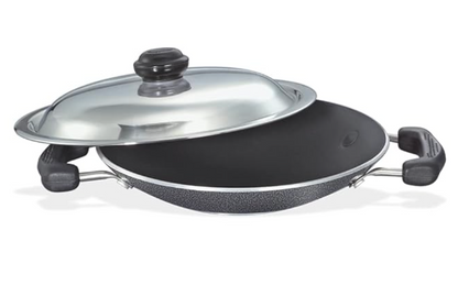 Prestige Omega Select Plus Aluminium Residue Free Non-Stick Appachetty with Lid, 20 cm, Black