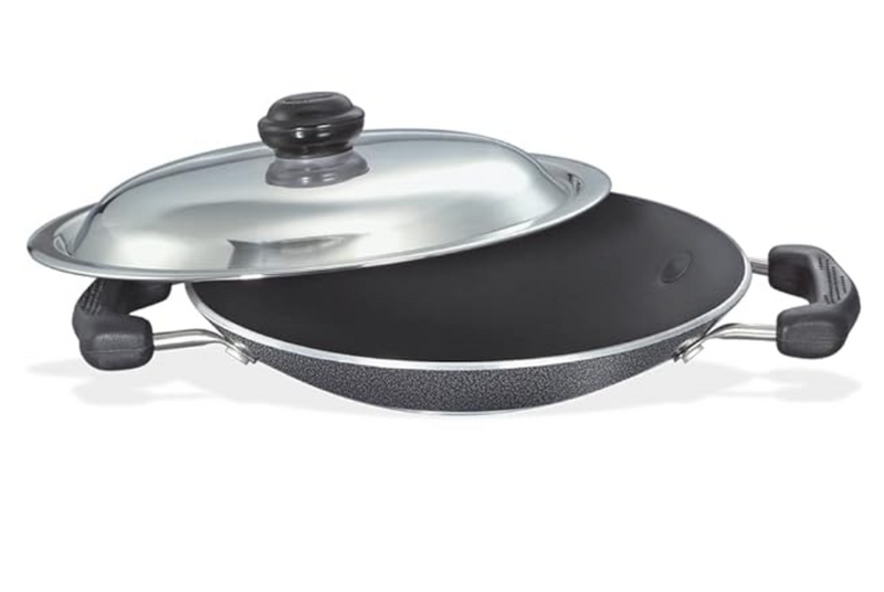 Prestige Omega Select Plus Aluminium Residue Free Non-Stick Appachetty with Lid, 20 cm, Black-1