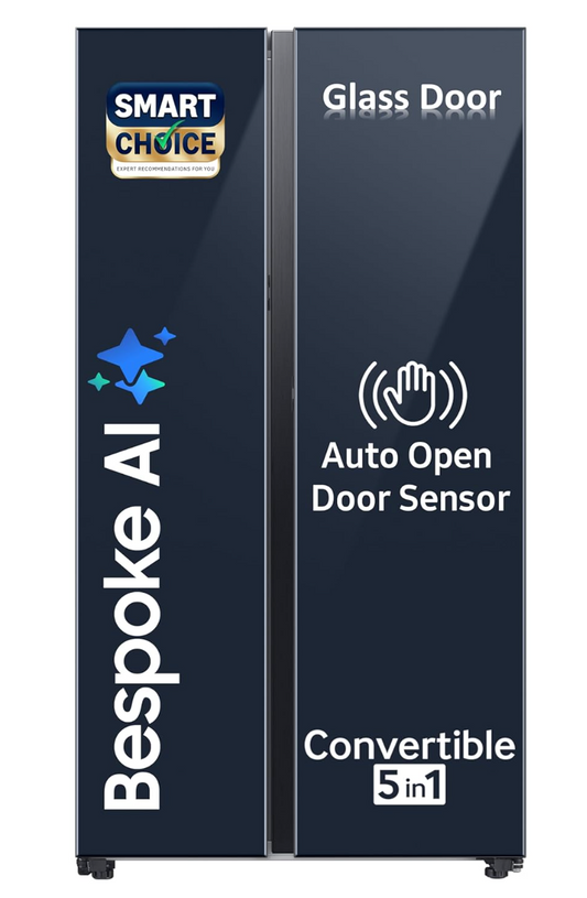 SAMSUNG 653 Litres 3 Star Frost Free Side by Side Door Smart Wi-Fi Enabled Refrigerator with Twin Cooling Plus (RS76CB81A341HL, Glam Navy)