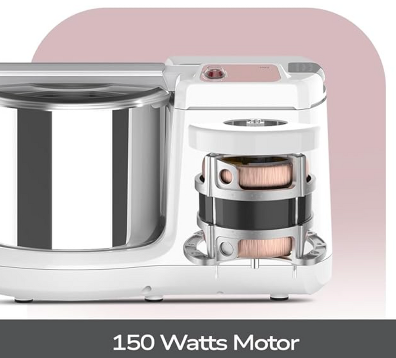 Ultra Mini 1.25 Litre Table Top Wet Grinder - White | Fast Grinding Conical Stones, 85W Power & 5 Years Warranty | AISI 304 Food-Grade SS Multi Utility Cylindrical Drum, Compact Design for Kitchen-2