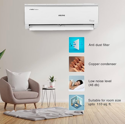 Voltas 1 Ton 5 Star, Inverter Split AC(Copper, 4-in-1 Adjustable Mode, Anti-dust Filter, 125V Vectra Elite, White)