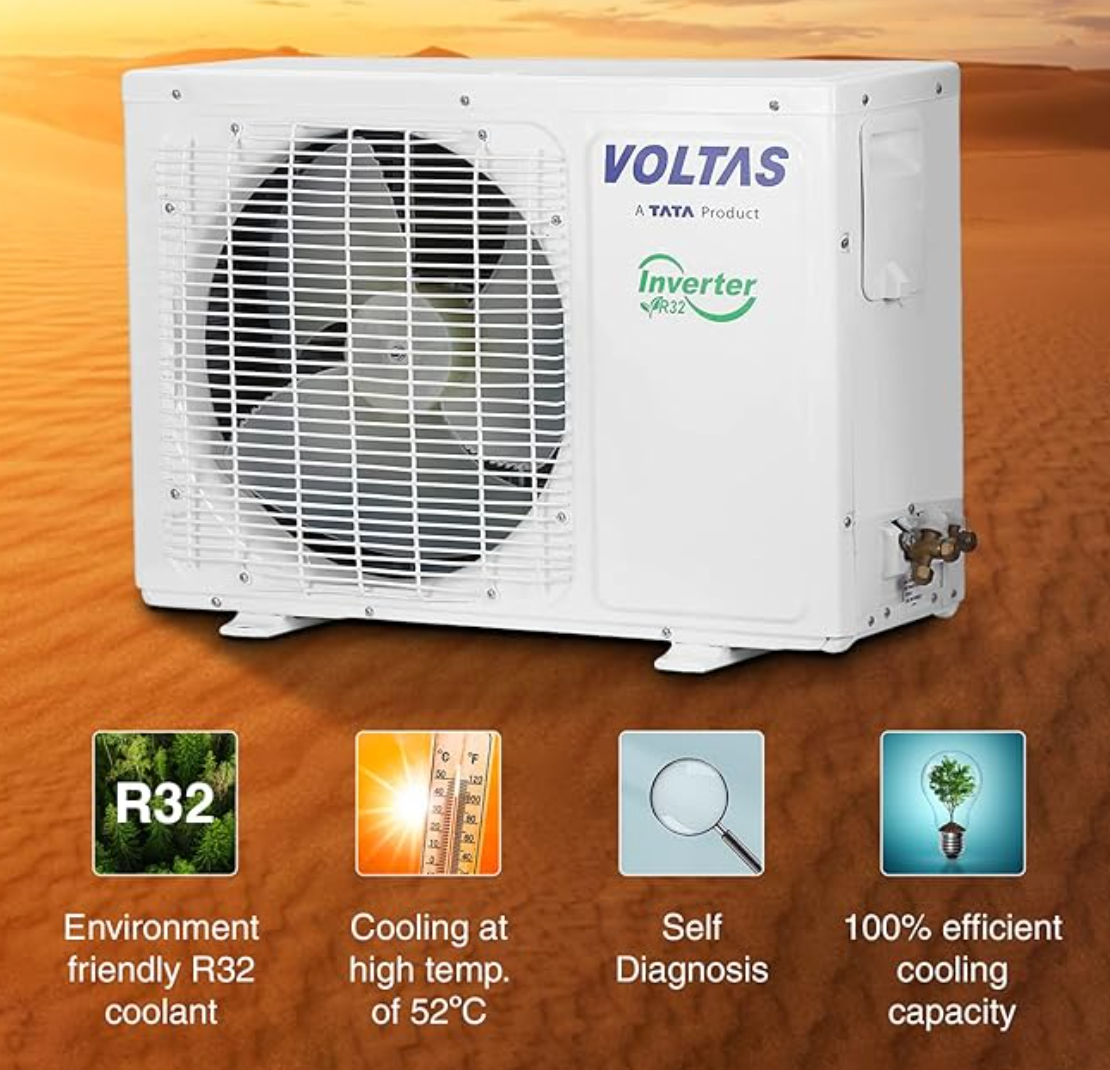 Voltas 1 Ton 5 Star, Inverter Split AC(Copper, 4-in-1 Adjustable Mode, Anti-dust Filter, 125V Vectra Elite, White)