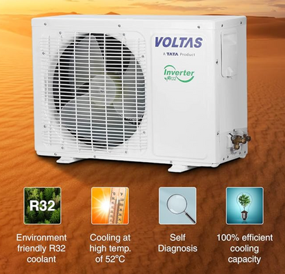 Voltas 1 Ton 5 Star, Inverter Split AC(Copper, 4-in-1 Adjustable Mode, Anti-dust Filter, 125V Vectra Elite, White)