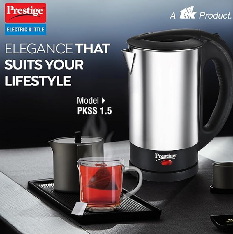 Prestige PKSS 1.5 Stainless Steel Electric Kettle 1.5 L, (Silver & Black)-3