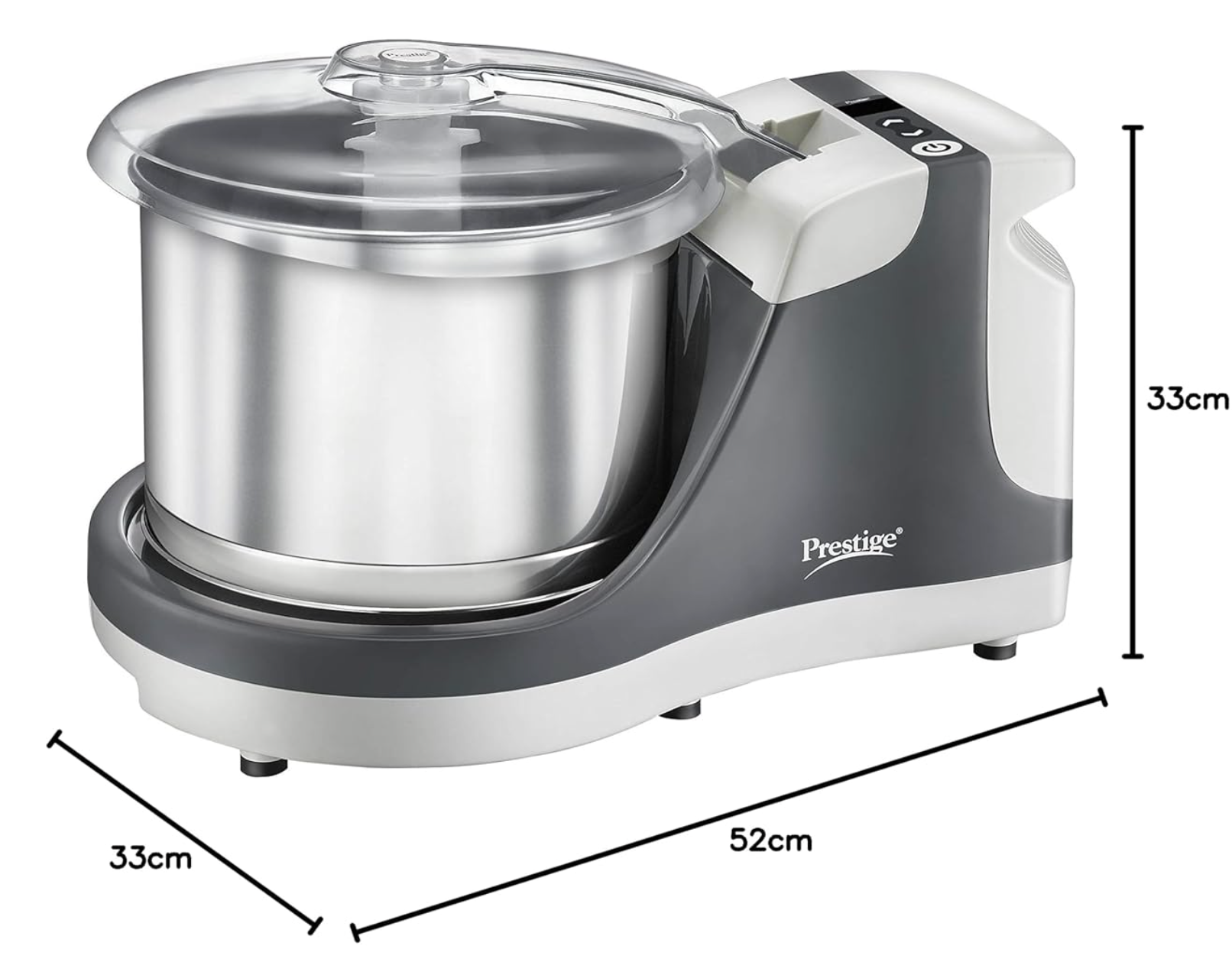 Prestige PWG 09 Wet Grinder with Stainless Steel Drum and Timer 200 W, 2 L (Grey, Silver)-3