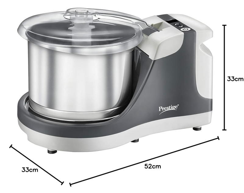 Prestige PWG 09 Wet Grinder with Stainless Steel Drum and Timer 200 W, 2 L (Grey, Silver)-3