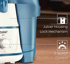 Prestige Breeze 500W Juicer Mixer Grinder with 2 Stainless Steel Jars|Detachable Pulp Collector|Double Lock System|Efficient Stainless Steel Sieve|Juice Outlet|Blue & White-4