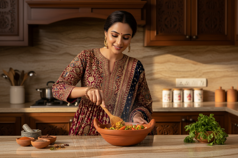 लाल मिट्टी की कढ़ाई (मध्यम)-2